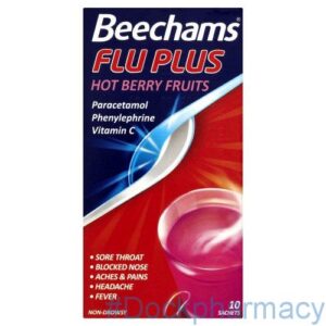 Beechams Flu Plus Stick Hot Berry Fruit 10