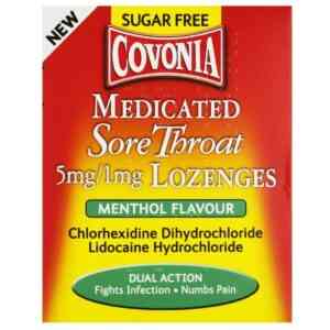 Covonia Medicated Sore Throat Lozenges Menthol Flavour, 36