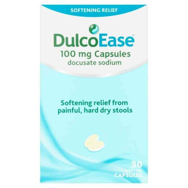Dulcoease 100mg Capsules Stool Softening Relief Capsules, 30 Capsules