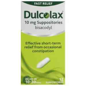 Dulcolax 10mg Bisacodyl Suppositories, 12 Suppositories