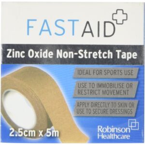 Robinson Healthcare 4483 Fast Aid Zinc Oxide Non-Stretch Tape, 2.5cm x 5m