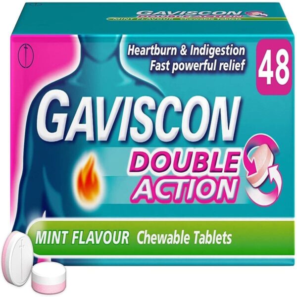 Gaviscon Double Action Heartburn Relief and Indigestion Tablets Mint