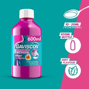 Gaviscon Heartburn and Indigestion Liquid, Double Action, Mint Flavour