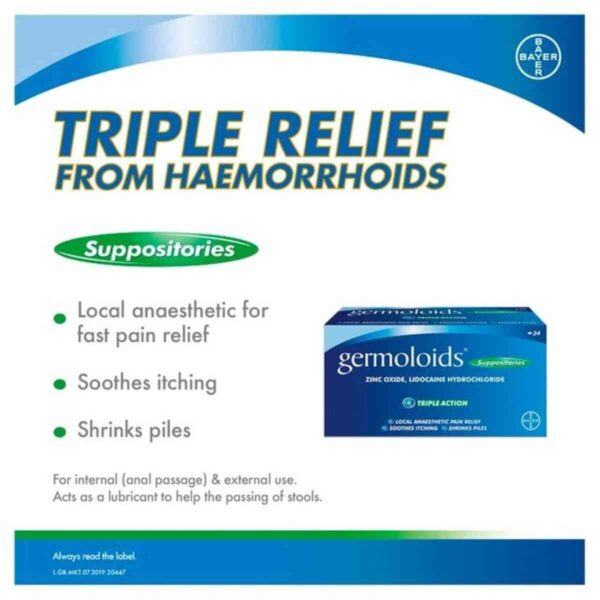 Germoloids Suppositories Triple Action Haemorrhoids & Piles Treatment, 12S