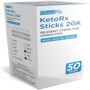 GlucoRX KetoRX Sticks 2GK Urine Ketone And Glucose Test Strips