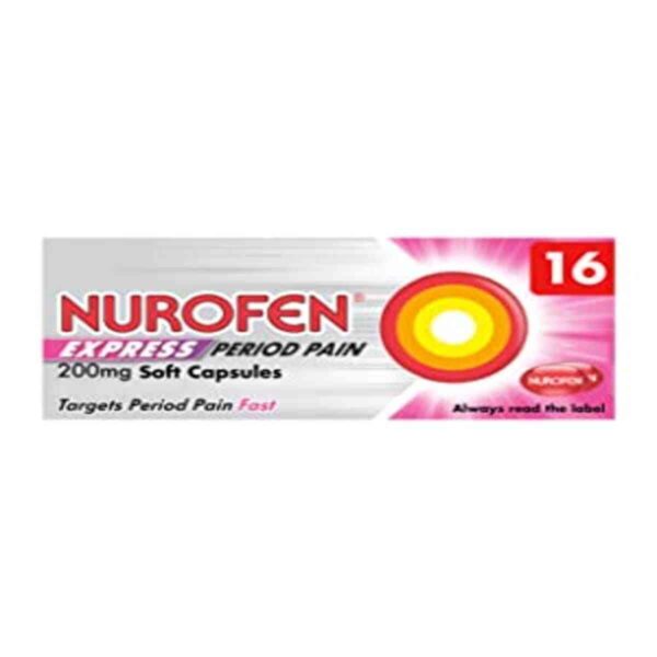 Nurofen Express Period Pain 200mg Soft Capsules, 16 Capsules