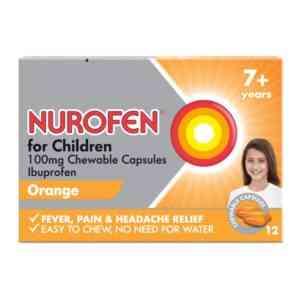Nurofen For Children Chewable Capsules Orange Flavour, 12 Capsules