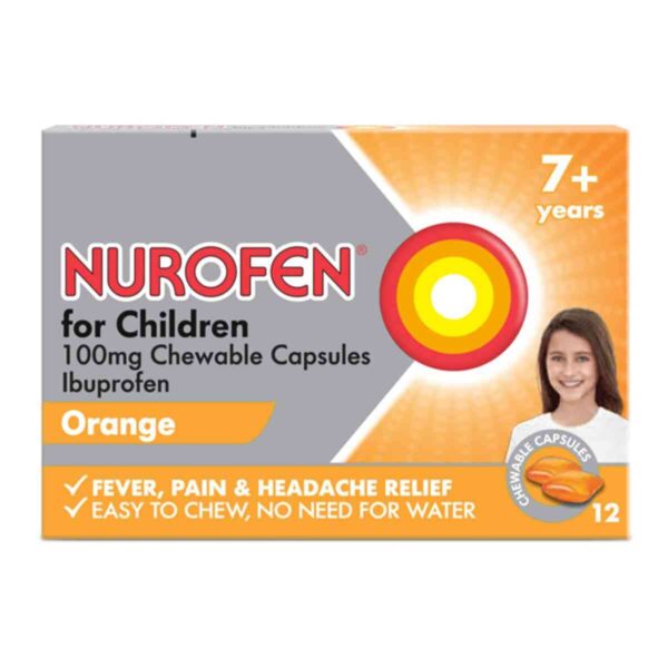 Nurofen For Children Chewable Capsules Orange Flavour, 12 Capsules