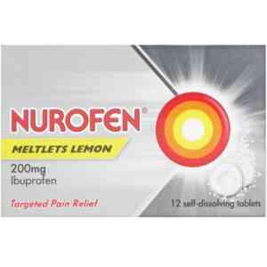 Nurofen Meltlets Lemon 200mg Ibuprofen Tablets, 12 Meltlets