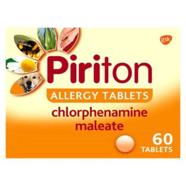 Piriton Allergy Tablets – Chlorphenamine 4mg Tablets, 60 Tablets