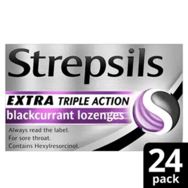 Strepsils Extra Triple Action Blackcurrant Lozenges