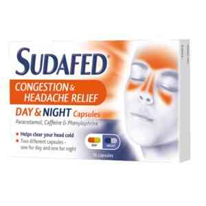Sudafed Congestion & Headache Relief - Day and Night, 16 Capsules