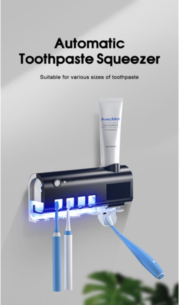UV Toothbrush Sanitizer With Automatic Toothpaste Squeezer Set