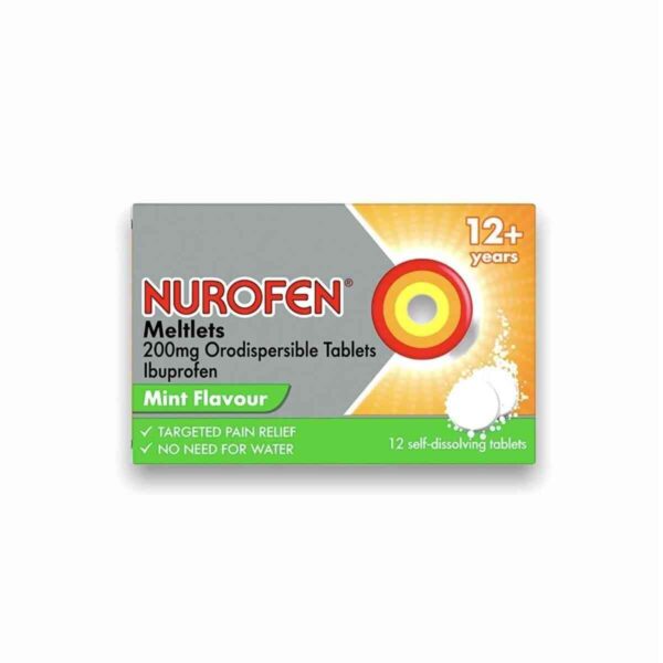 Nurofen Ibuprofen 200mg Meltlets Mint Flavour, 12 Meltlets