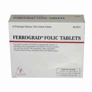 Ferrograd Folic Tablets - Ferrous Sulfate and Folic Acid, 30 Tablets
