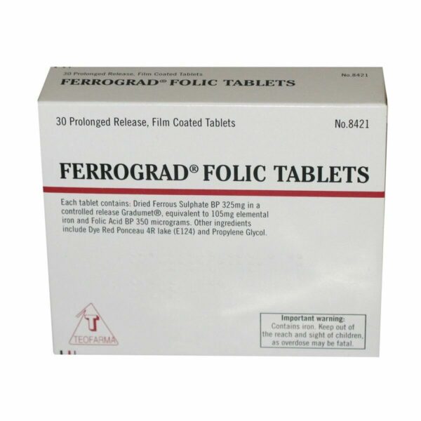 Ferrograd Folic Tablets - Ferrous Sulfate and Folic Acid, 30 Tablets