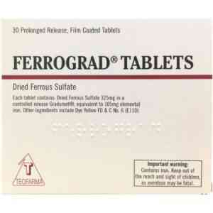 Ferrograd Tablets - Ferrous Sulfate 325mg Prolonged Release, 30 Tablets