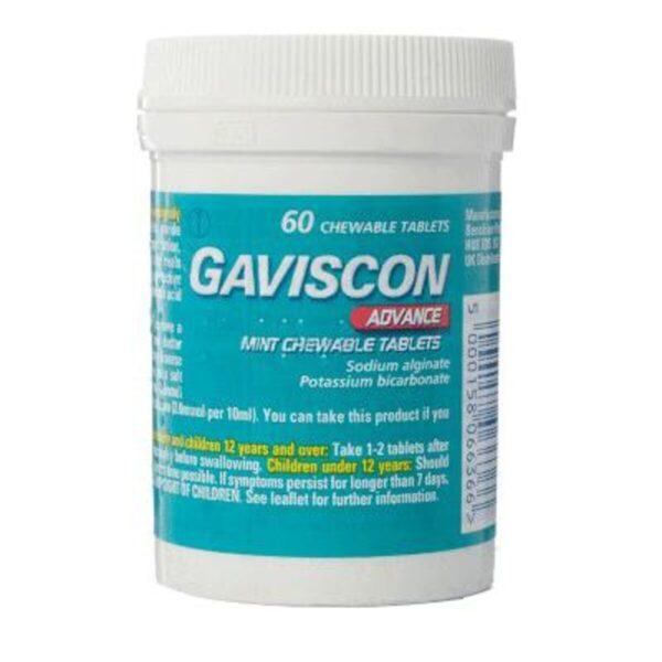 Gaviscon Advance Tablets - Peppermint Flavour, 60 Tablets
