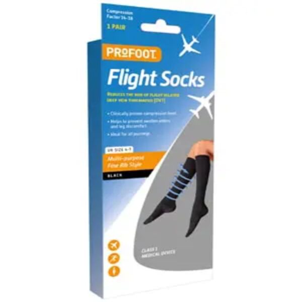 Profoot Flight Socks - Ribbed Black, 1 Pair