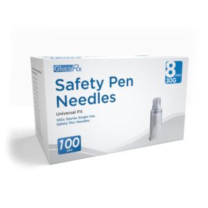 GlucoRx Safety Pen Needles, 100 Needles